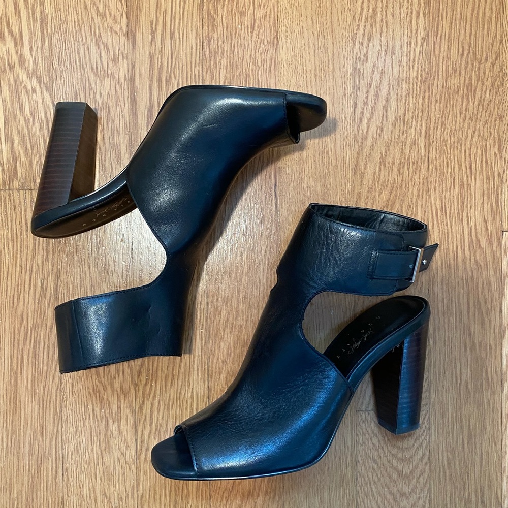Black Peep Toe Heeled Sandal